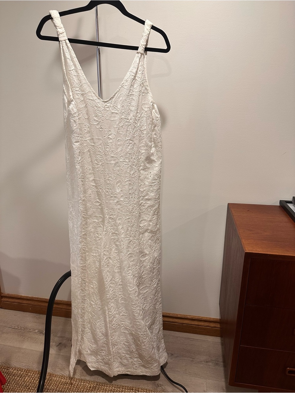 Zara Cotton White Embroidered Jumpsuit